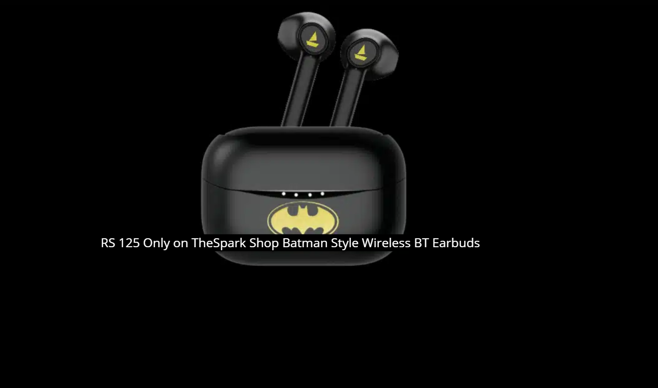 RS 125 Only on TheSpark Shop Batman Style Wireless BT Earbuds: Stereo Sound Hi-Fi Quality